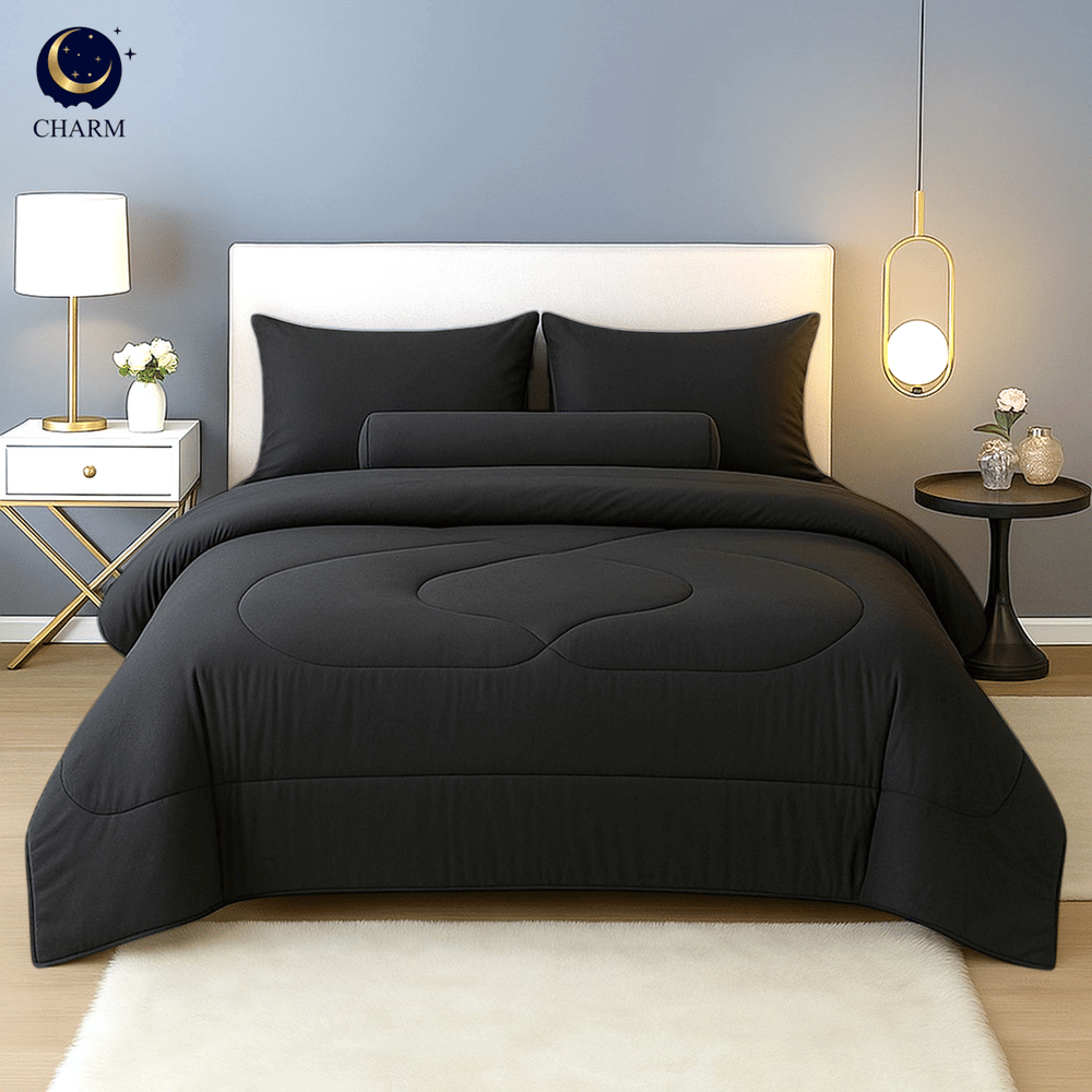 ชุดผ้าปูที่นอน 3.5 ฟุต 4 ชิ้น CHARM สี BLACK คอลเลคชั่น CLASSIC